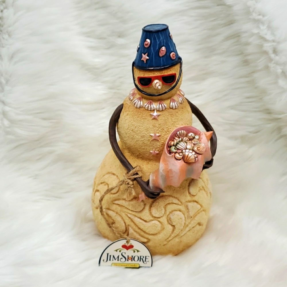 Jim Shore Heartwood Creek Beach Snow man Figurine Pottery